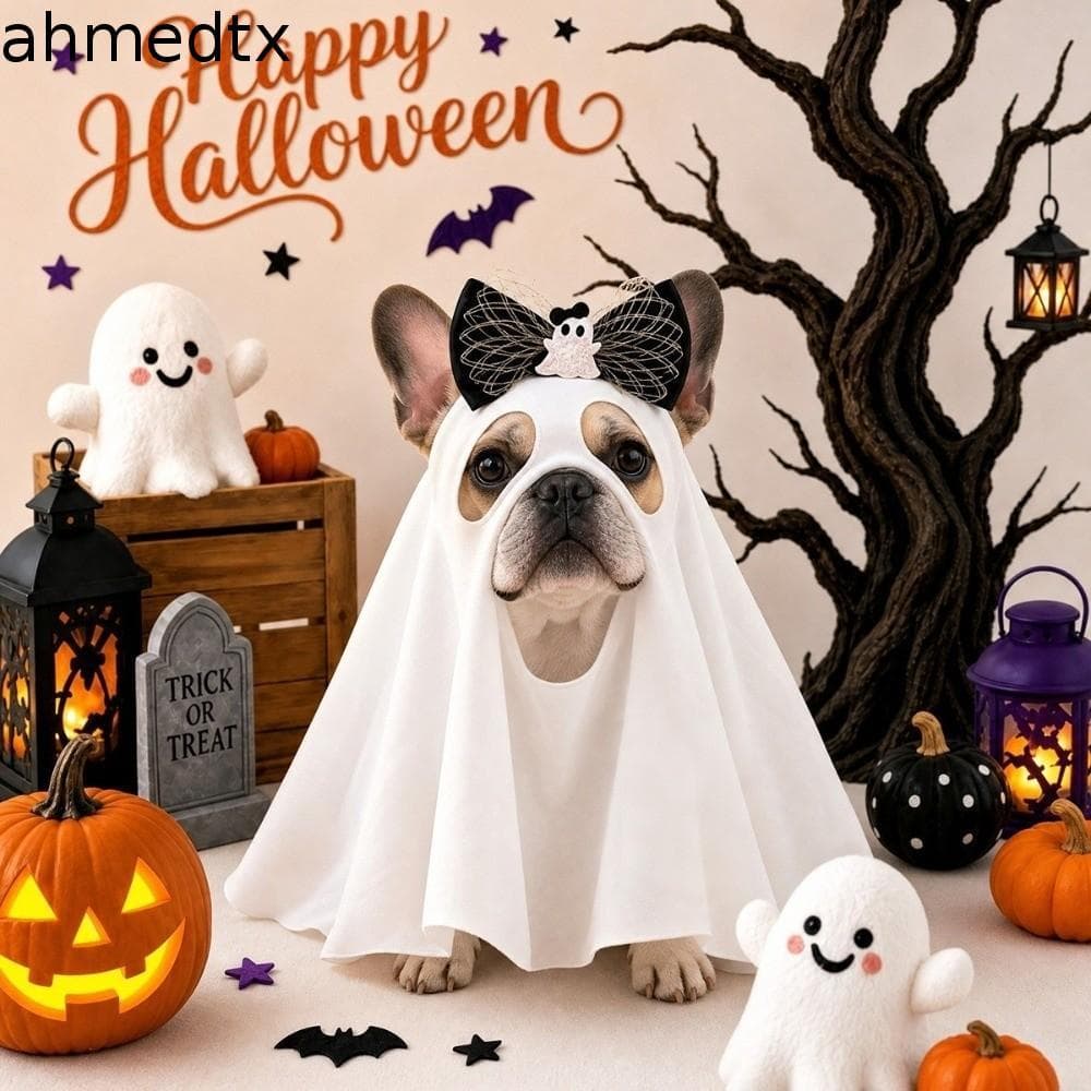 AHMEDTXB Capa Fantasma Para Cachorro , Tema De Halloween , Fantasia Leve De Roupas Macias Cosplay De Animais De Estimaçã