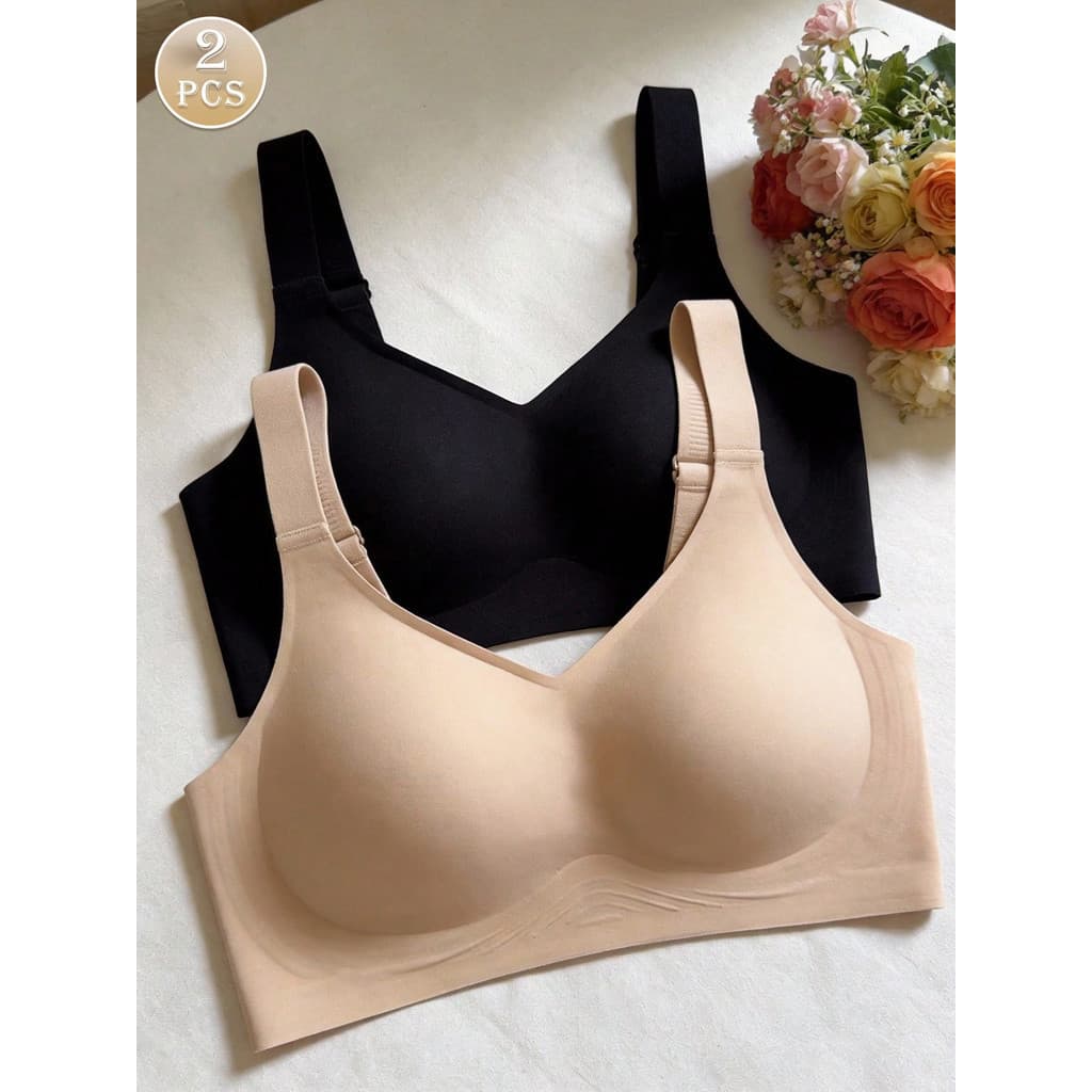 Conjunto de 2 peças sem costura, sem fio, sutiã esportivo ajustável, estilo Slim fit.