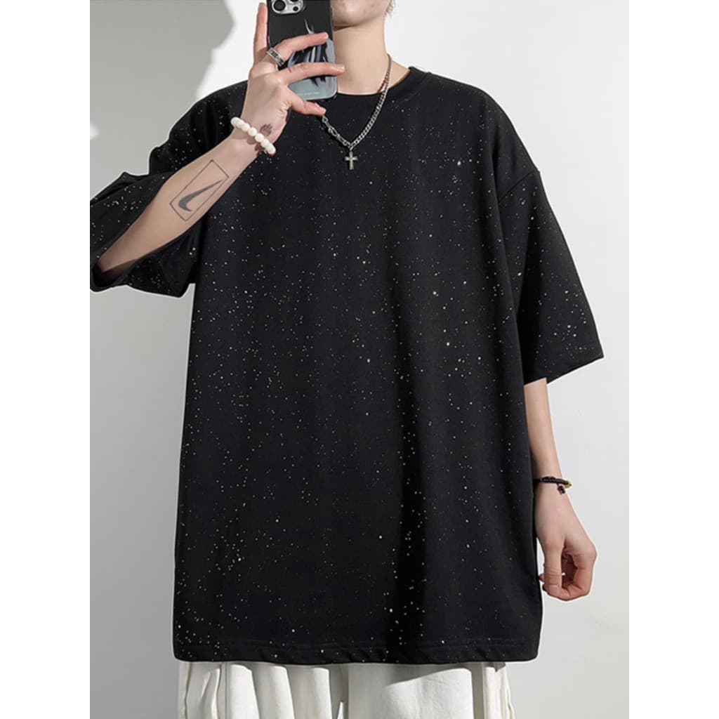 Influencer Gypsophila Camiseta de manga curta masculina versão coreana na moda solta bonito meia manga t