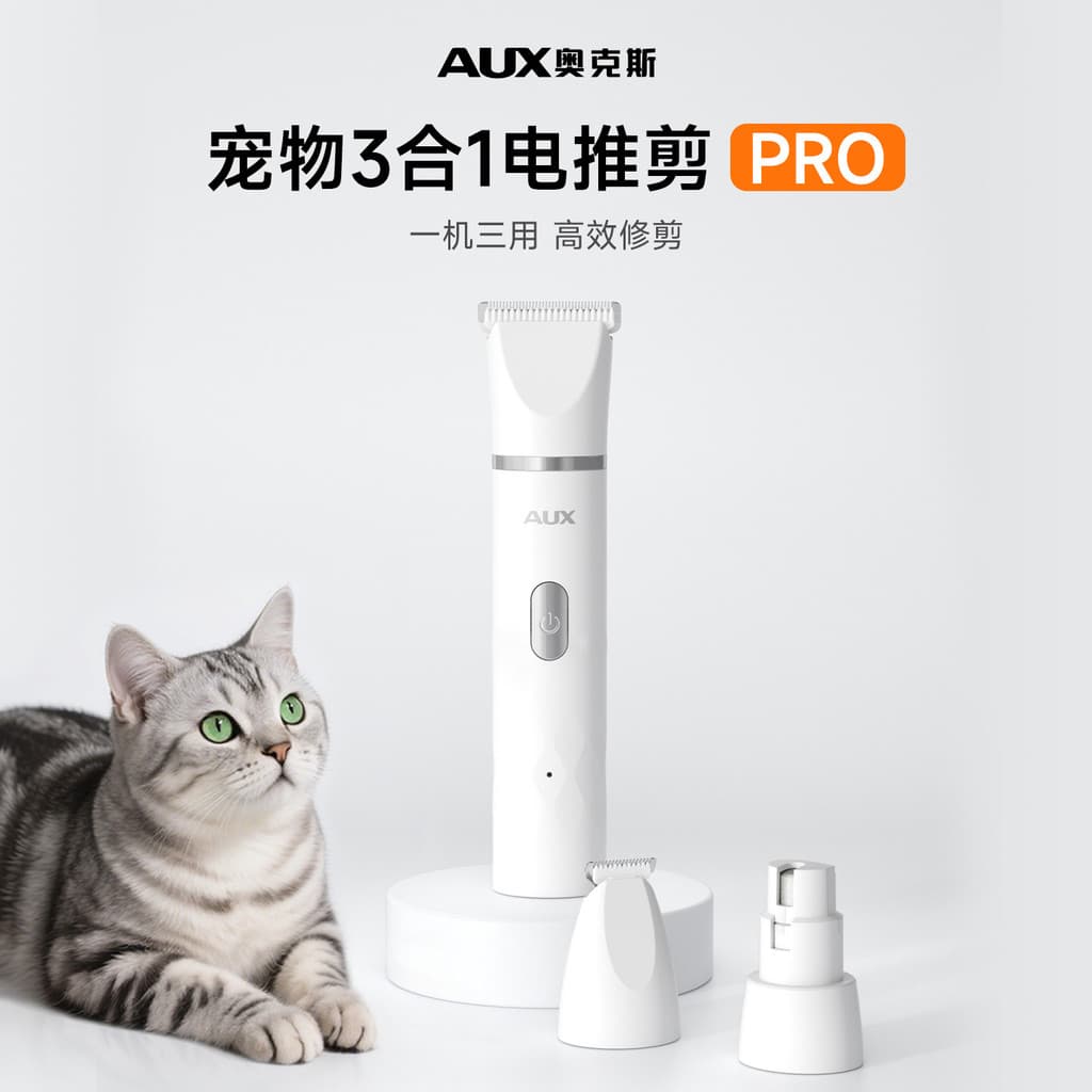 Oaks Pet 3 em 1 Cortador Elétrico PRO Cat Cachorro Mudo Ferramenta Multifuncional para Barbear Pés