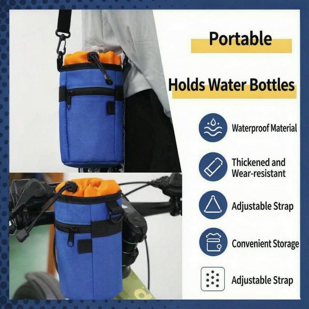 Bolsa de cabeça de bicicleta para guidão, bolsa de armazenamento de garrafa de água frontal, bolsa de armazenamento de b