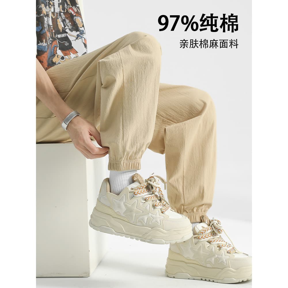 Calças masculinas de linho calças de outono novo estilo calças de linho de algodão calças casuais masculinas Leggings de