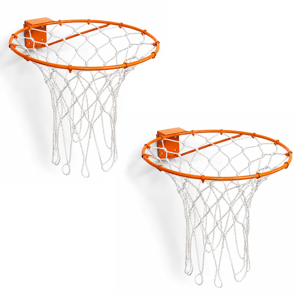 Kit 02 Aro Cesta Basquete Aço + Rede Chua Para Bola Oficial + Parafusos e Buchas