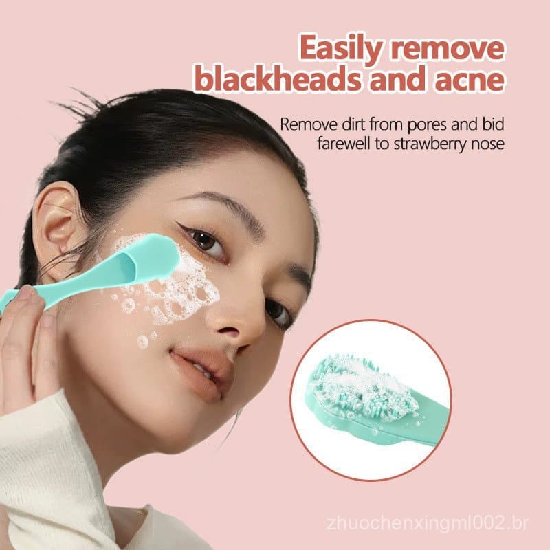 Escova de silicone para nariz, escova manual para lavagem facial, escova de limpeza com cerdas macias, escova de silicon