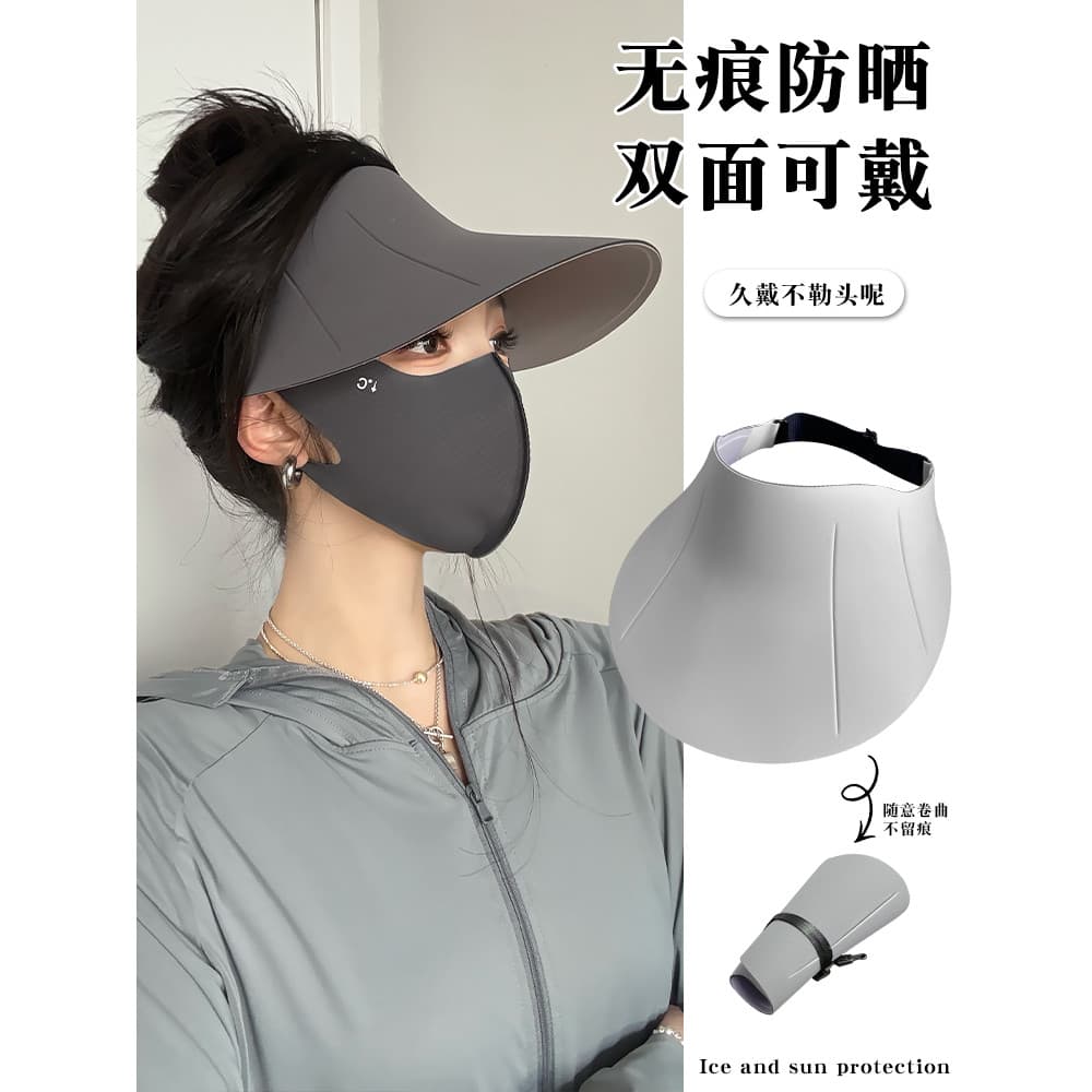 Chapéu protetor solar sem costura, dupla face, vestível, feminino, verão, Anti-ultravioleta, aba grande, oco, chapéu de