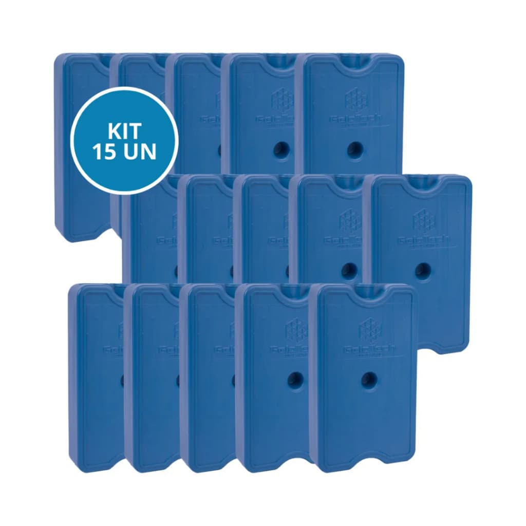 Kit 15 Unidades Gelo Artificial GeloTech Original Reutilizável Rígido 100 Ml