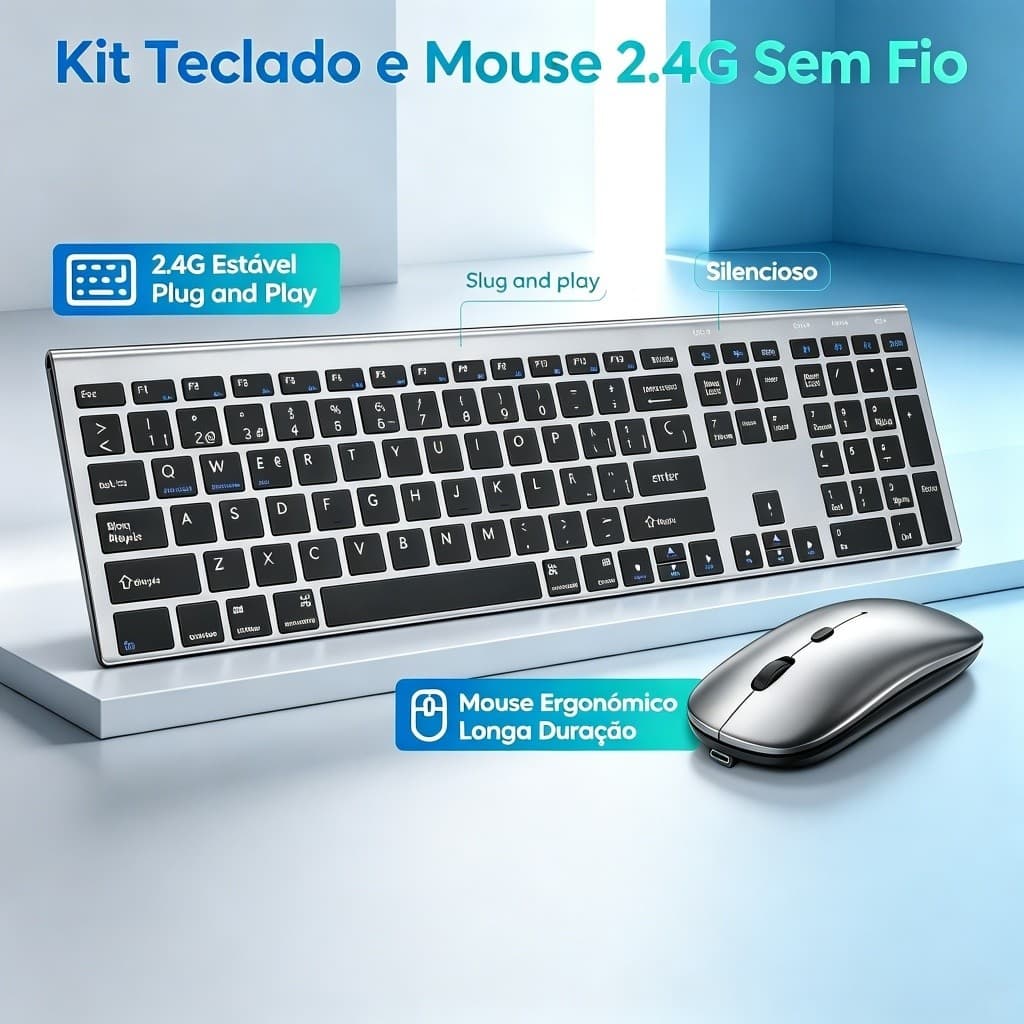 Kit de Teclado e Mouse Sem Fio USB Bluetooth Macaron com Design Moderno Destinado a PC iPad Tablet e Notebook