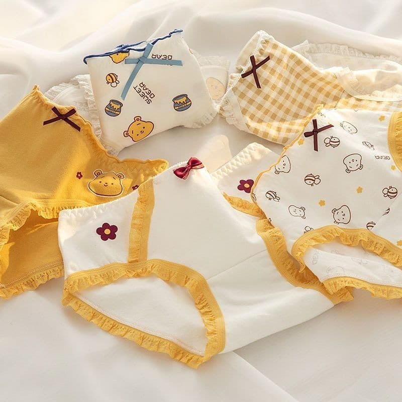 Roupa interior de algodão puro feminino cintura média algodão antibacteriano virilha bebê crianças roupa interior respir