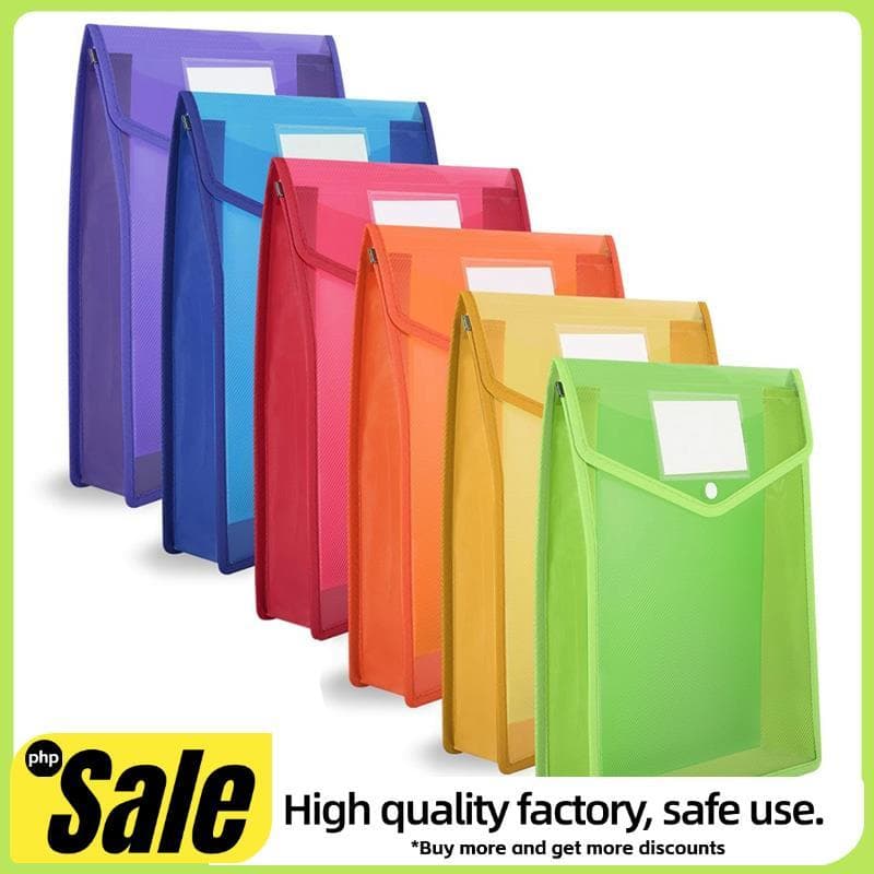 6 Pçs A4 Carteiras De Plástico Pastas Popper Carteira Documentos Bolsos Envelope Pasta De Arquivo Com Botão Fechamento S