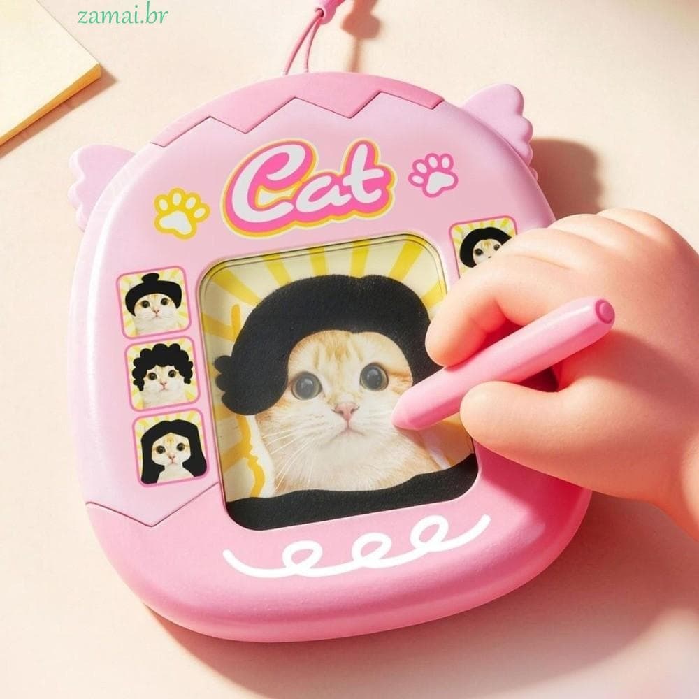 Chaveiro Estilo De Cabelo ZAMAI DIY , Mini Placa De Pintura De Desenho Engraçado , Pingente De Gato De Brinquedo Fidget