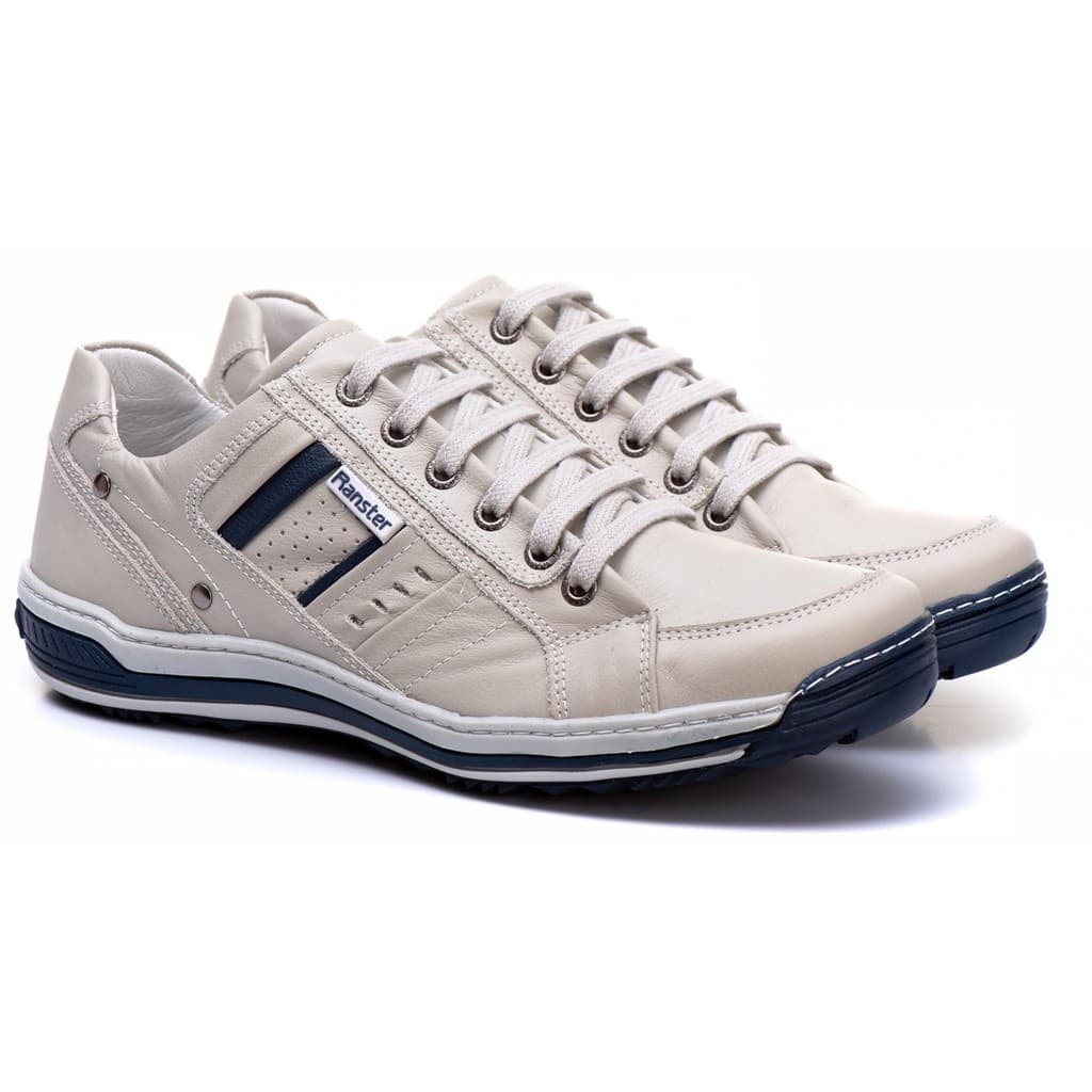 Tenis Masculino Sapatenis em Couro Legitimo Ranster Comfort Amortecimento em Gel Anti Stress