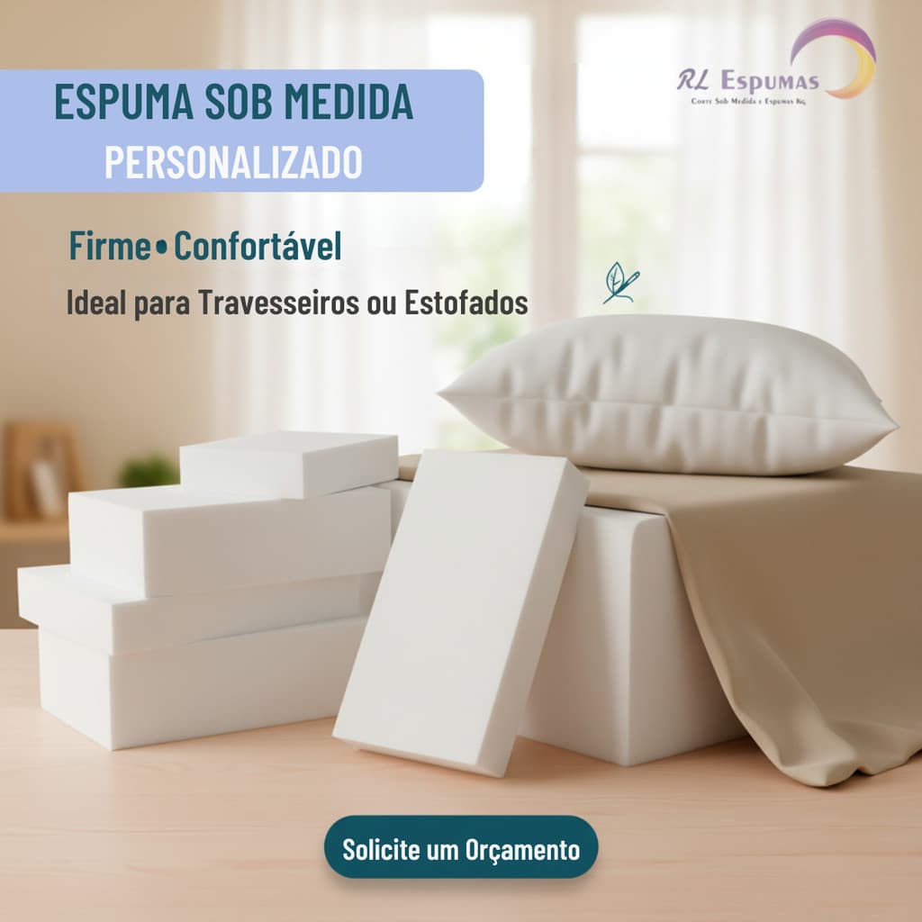 Espuma Personalizada Sob Medida – Firme Confortável e Perfeita para Estofados e Travesseiros