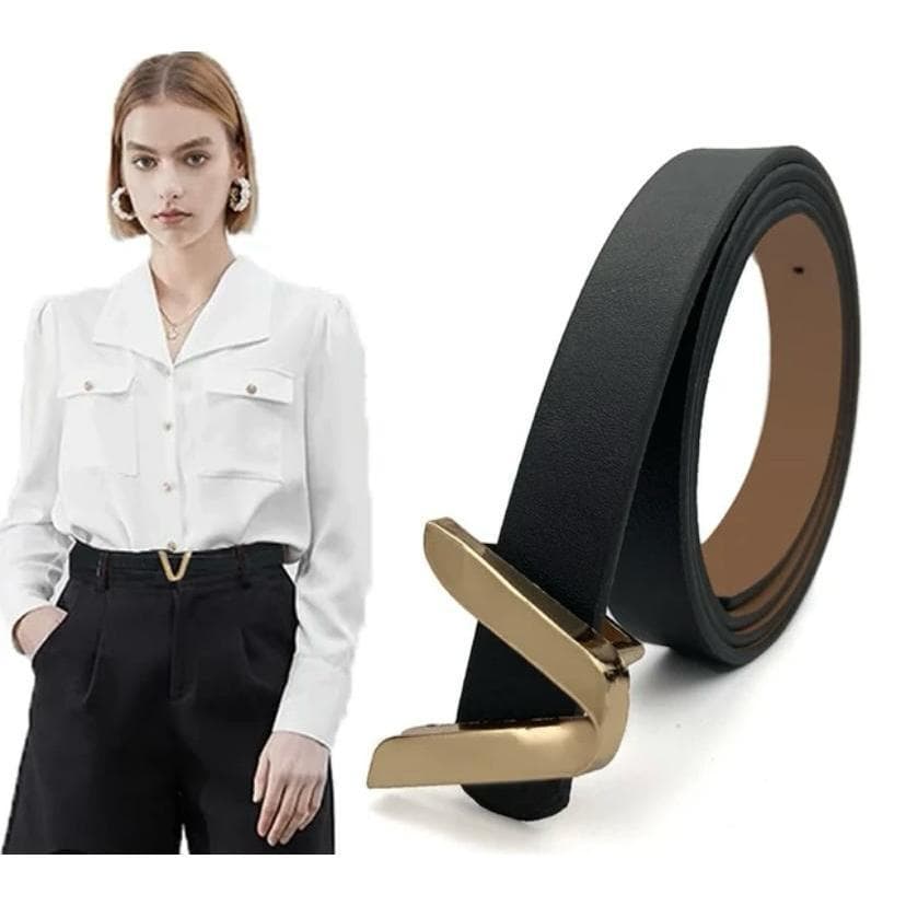 Cinto Unissex Xadrez fivela dourada feminino e masculino