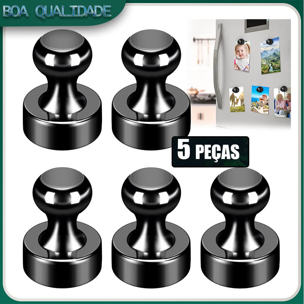 5x Super Forte Neodímio Magnético Pinos Otário Percevejo Ímã De Aço Durável Push Pin Para Geladeira Quadro Branco-Preto