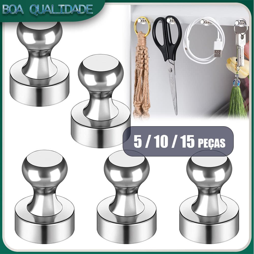 5/10/15x Forte Neodímio Magnético Pinos Otário Percevejo Ímã De Aço Durável Push Pin Para Geladeira Quadro Branco-prata