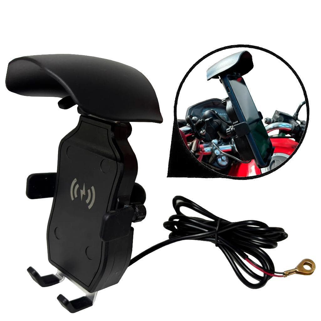 Suporte Celular Garra com Carregador por Indução e Cabo Usb P/ Guidão