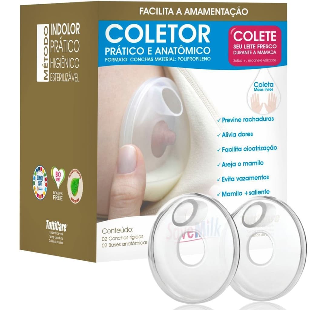 Coletor De Leite Materno SaveMilk Concha Anatômica Previne E Alivia As Rachaduras
