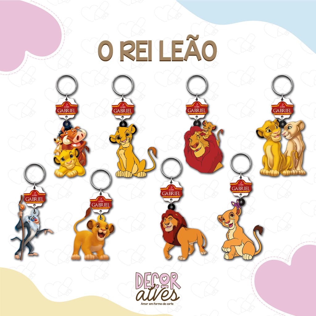 O Rei Leão - Chaveiro Personalizado MDF brilhoso Lembrancinha infantil