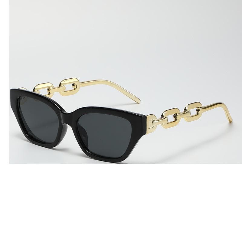 Óculos De Sol Com Corrente Olho De Gato Hip Hop Na Moda Verão Anti Radiação UV