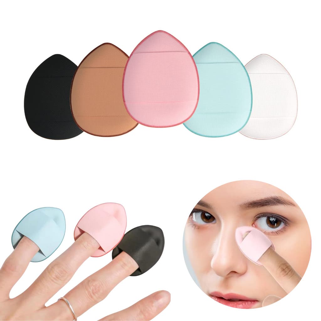 5 Mini Esponja De Dedo Maquiagem Base Pó Corretivo Formato Oval Confortável