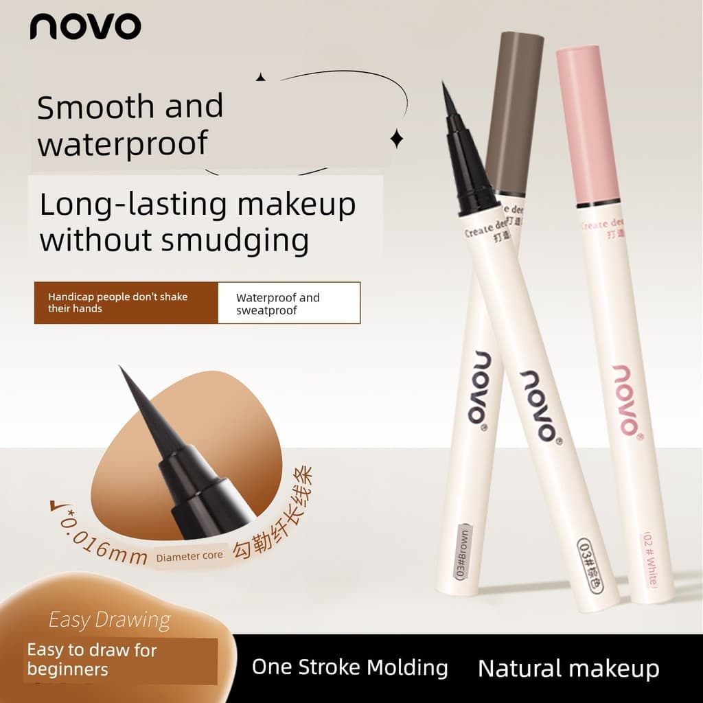 Lápis delineador de olhos Longa duração 24h Delineador de olhos NOVO caneta delineadora líquida à prova d'água, não desb