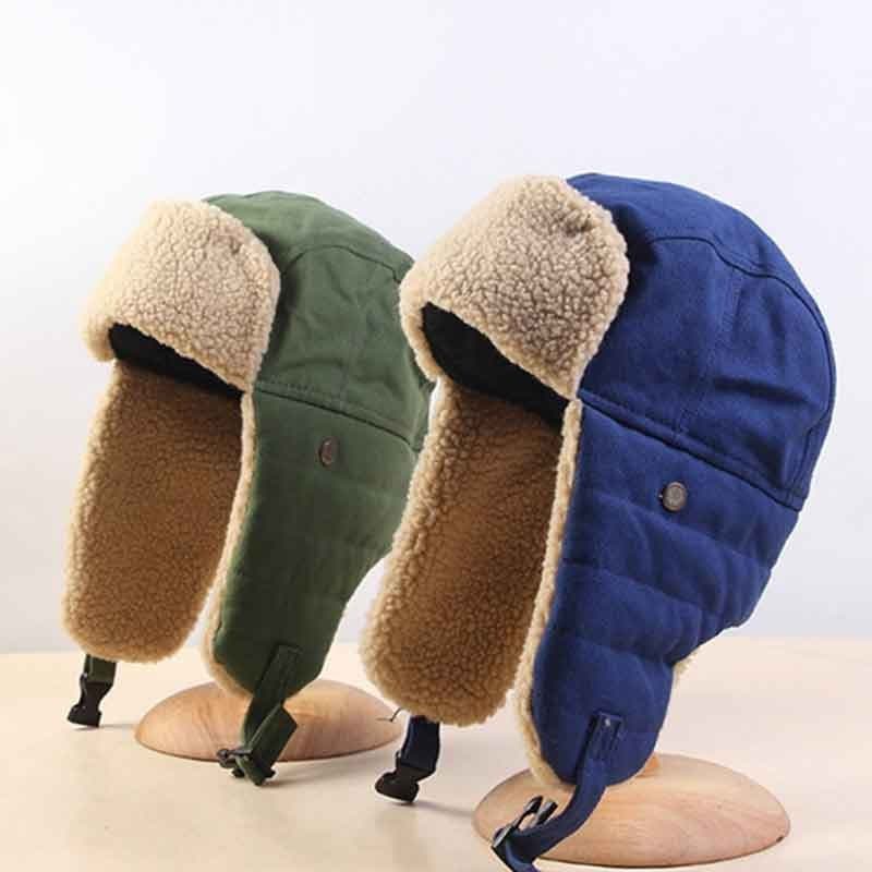 Além De Lã Quente Bombardeiro Chapéus Das Mulheres Dos Homens Inverno Orelha Aba À Prova De Vento Chapéu Engrossado Cicl