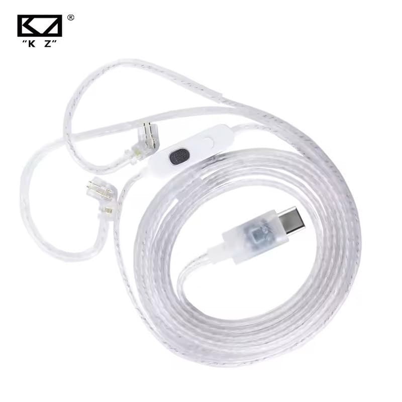 KZ Cabos De Fones De Ouvido Originais TYPE-C Banhados A Prata Cabo De Atualização Fio Para Castor