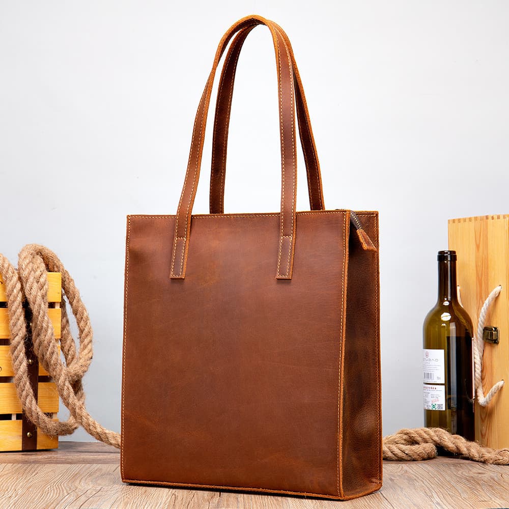 HG bolsa de couro feminina, grande capacidade, nicho de alta qualidade, bolsa para computador, cavalo louco, bolsa retrô