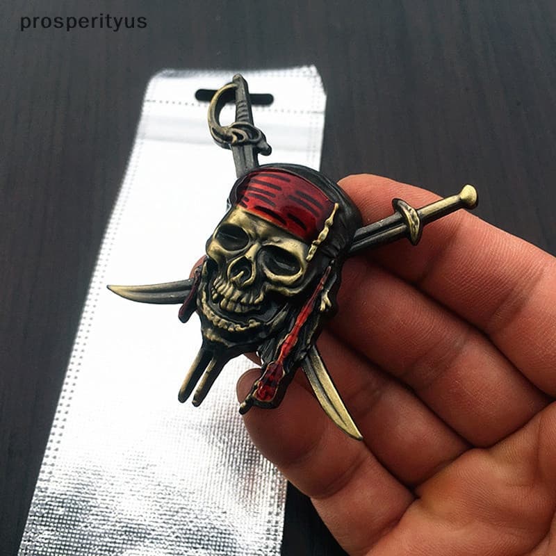 [prosperityus] Car Styling 3D Metal Pirate Skull Emblema Do Crânio Pirata Crachá Adesivos Decalques Autocolantes[BR]