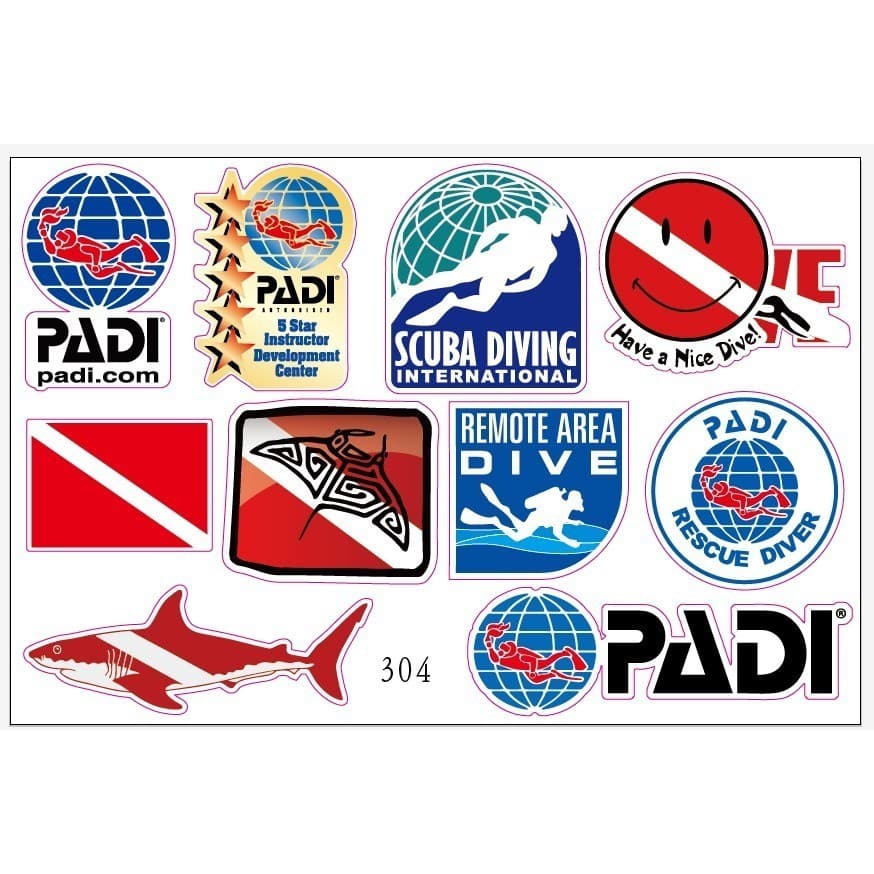 Versão A4 padi adesivo de água rasa mergulhador mergulho equipamento de mergulho cilindro barbatana esportes amante ades