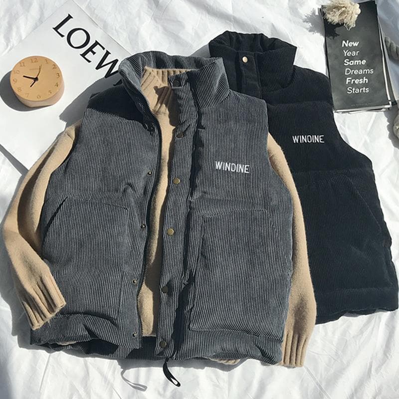 Colete de algodão masculino 2022 novo estilo versão coreana na moda colete casal jaqueta estilo Hong Kong veludo engross