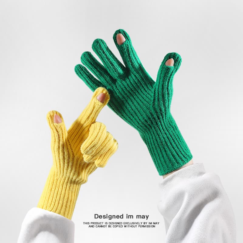 Tela sensível ao toque verde vermelho ano novo luvas masculino na moda estudante inverno feminino casal nicho bonito eng