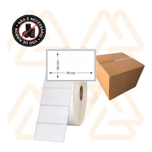 01 Rolo Etiqueta Térmica Adesiva 50x30 1 Coluna (NÃO NECESSITA DE RIBBON)