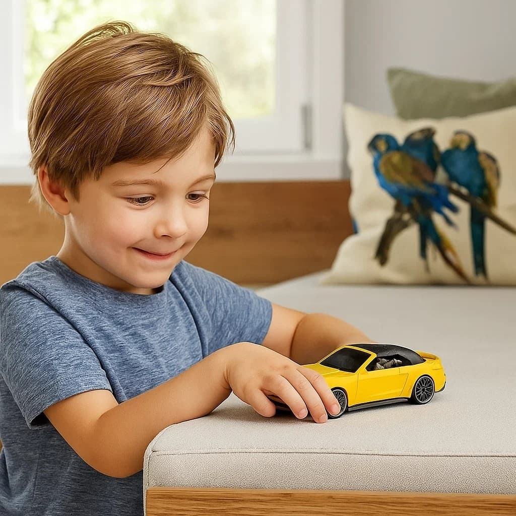 Carrinho Esportivo Amarelo Brinquedo Infantil Presente Menino Criança Veiculo Transporte