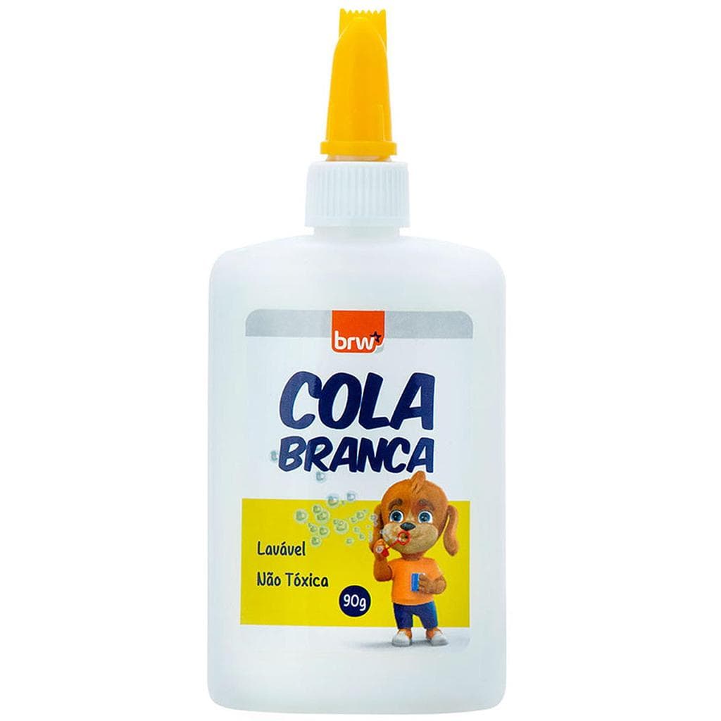 Cola Branca Líquida 90g BRW Atóxica Lavável Não Mancha Base d'Água Seca Rápido Selo Inmetro