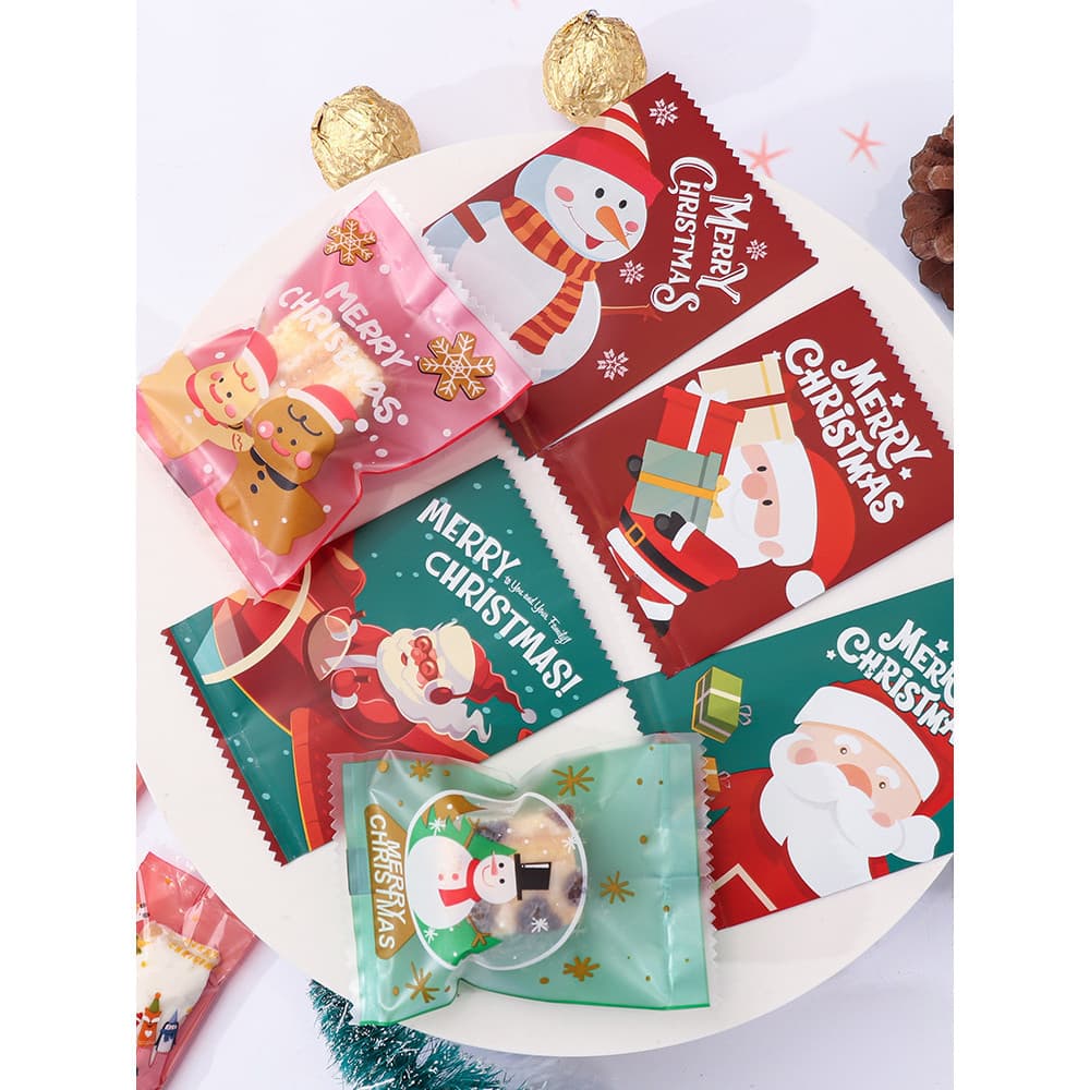 Saco de embalagem de biscoito de natal Nougat floco de neve máquina crocante saco de vedação véspera de natal artesanal