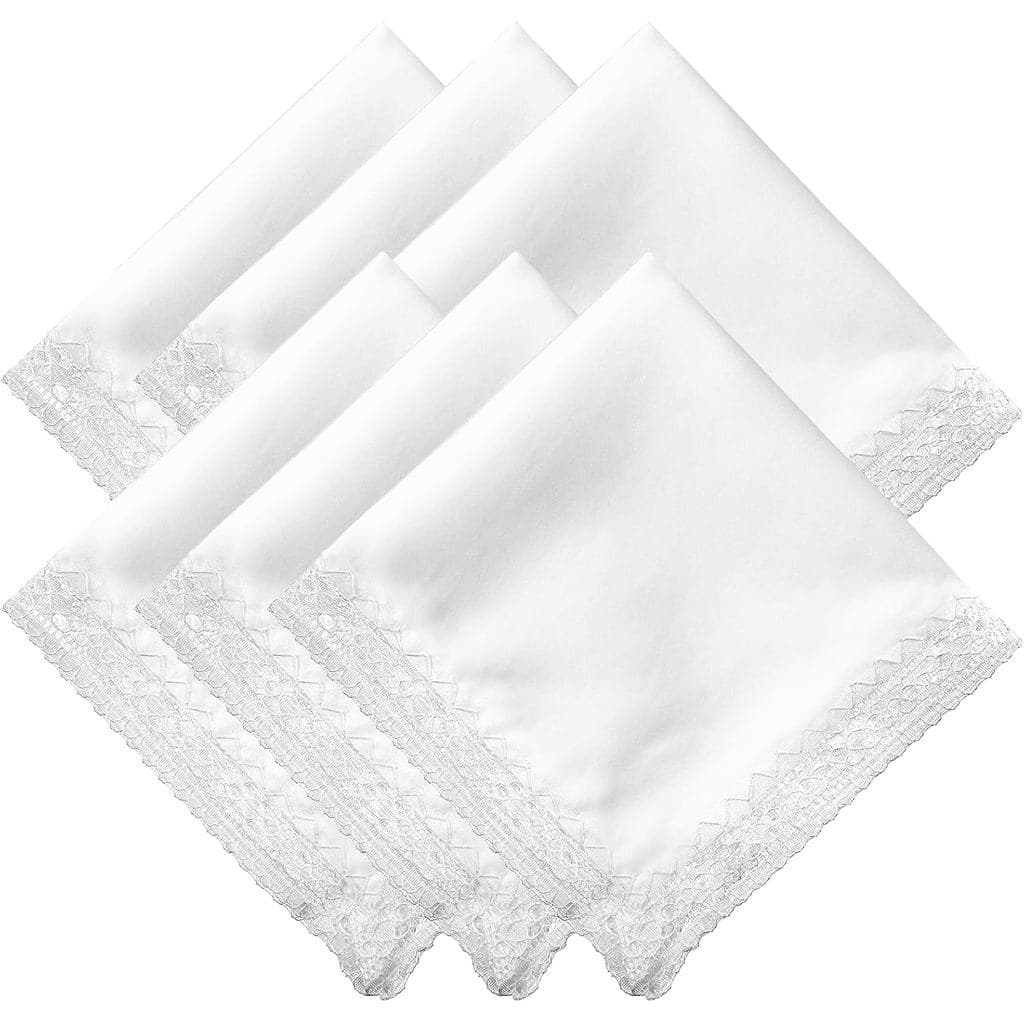 6 Lenços de Renda Branca para Mulheres, Lenços de Algodão para Senhoras, Lenços Vintage Macios para Bordado e Casamento