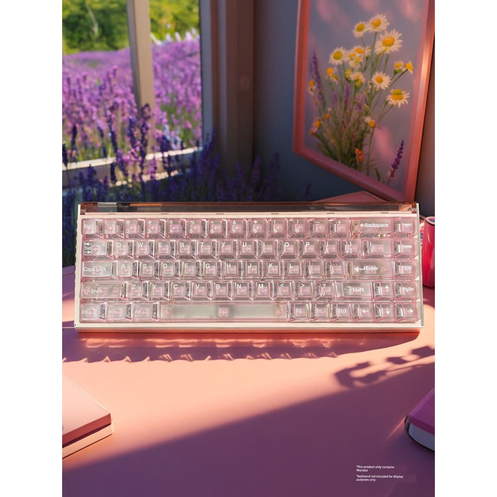 Rosa nevoeiro transparente keycap personalizado teclado mecânico de Mega leão mágico pequena abelha 68PC transparente ke