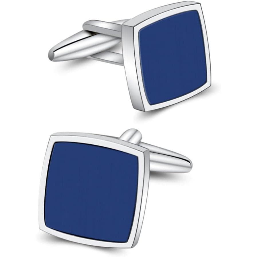 Abotoaduras Mr.Van Blue Opal – Abotoaduras de Pedras Preciosas Banhadas a Platina para Homens, Joias de Cura Reiki, Pres