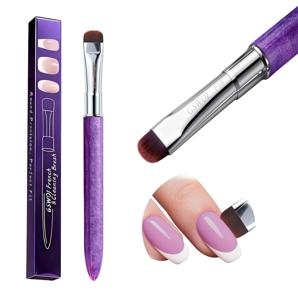 Escova para Limpeza de Unhas e Pontas Francesas - Ferramenta de Limpeza de Esmalte em Gel com Cerdas Firmes Personalizad