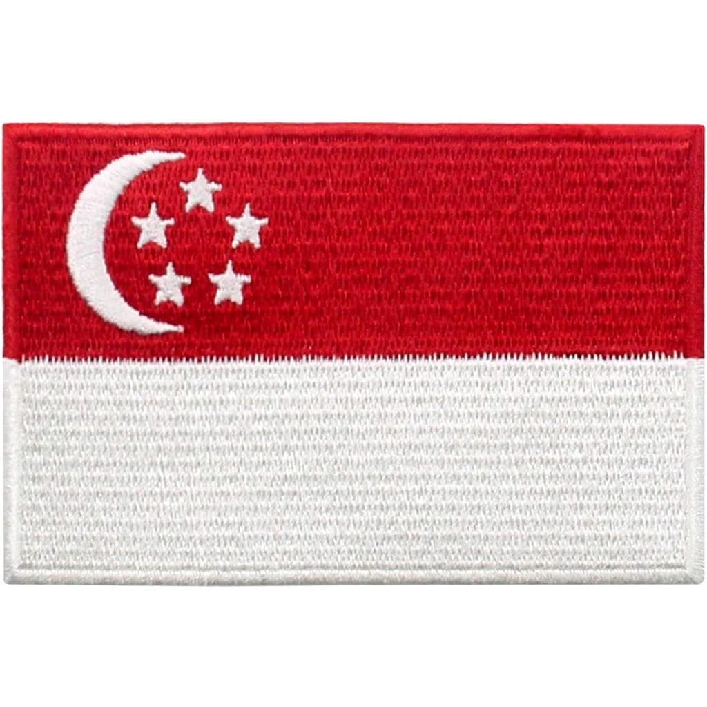 EmbTao Patch Bordado da Bandeira de Singapura, Aplique Nacional de Moralidade, Termocolante ou Costurável, Emblema de Si
