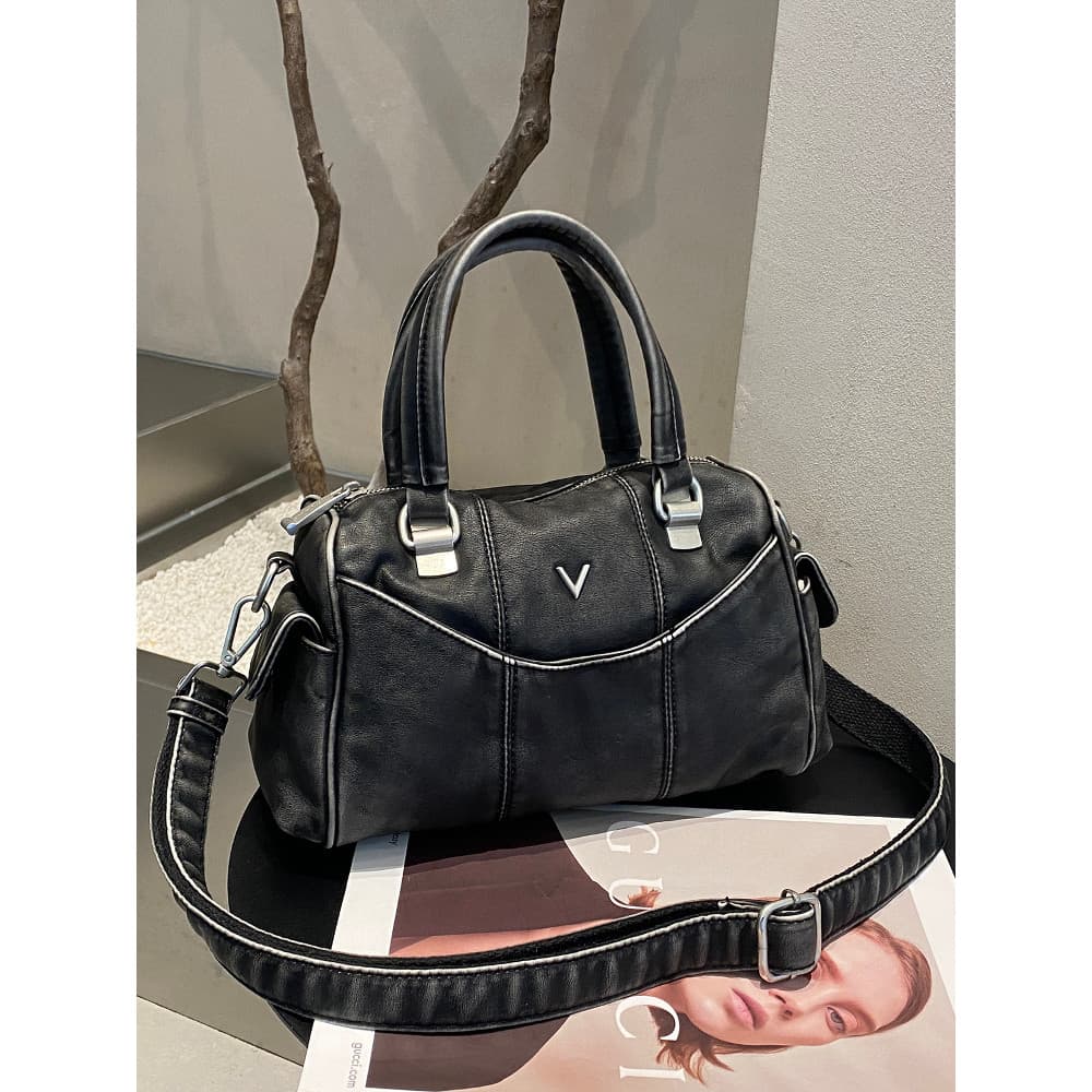 Retro lavado bolsa de couro bolsa feminina 2026 novo estilo moda All-Match saco do mensageiro de um ombro Casual saco de