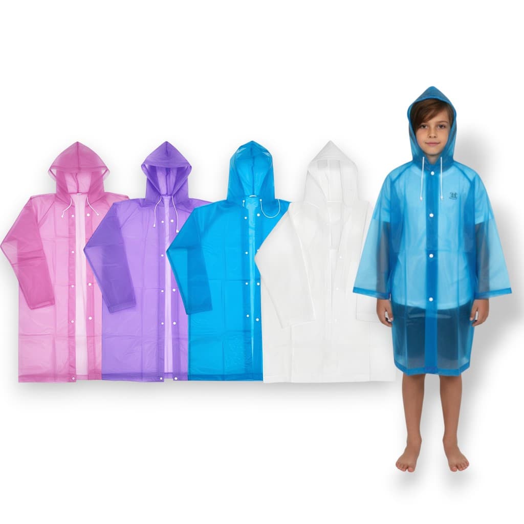 Kit 4 Capa de Chuva Infantil Impermeável com Capuz Crianças