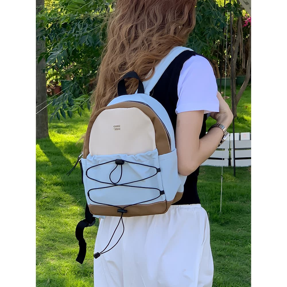 Ins estilo contraste cor cordão mochila feminina leve redução de carga pequena mochila diária Commuter à prova dwaterpro