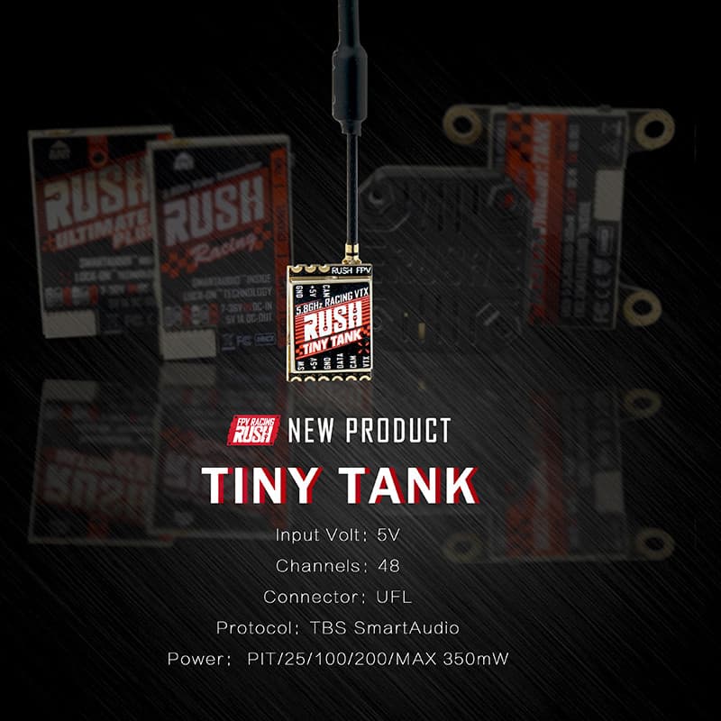 RUSHFPV TINY TANK 5V Para Máquina De Passar Roupa De 350mw Modelo FPV Simulador 48 Pontos De Frequência Nonovtx