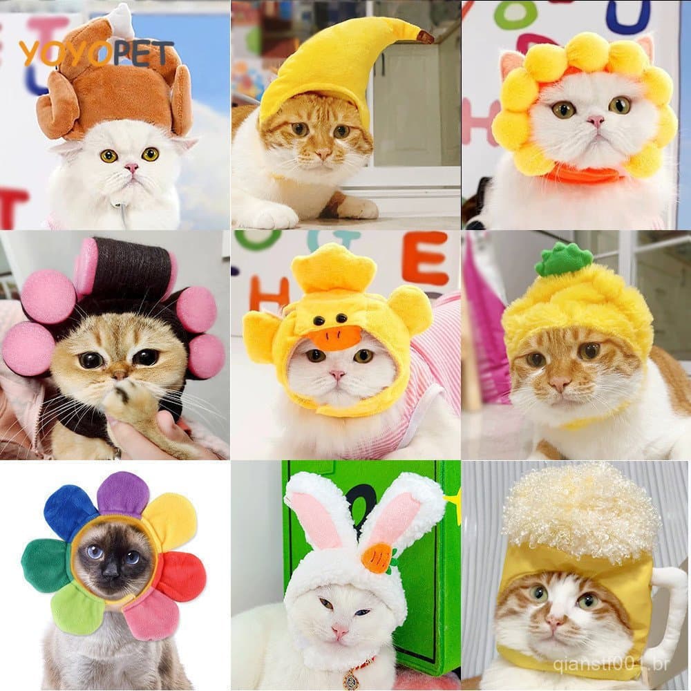 Capuz Para Animais De Estimação , Cachorro Fofo , Vestido De Pelúcia , Girassol , Peruca , Gato , Chapéu De halloween