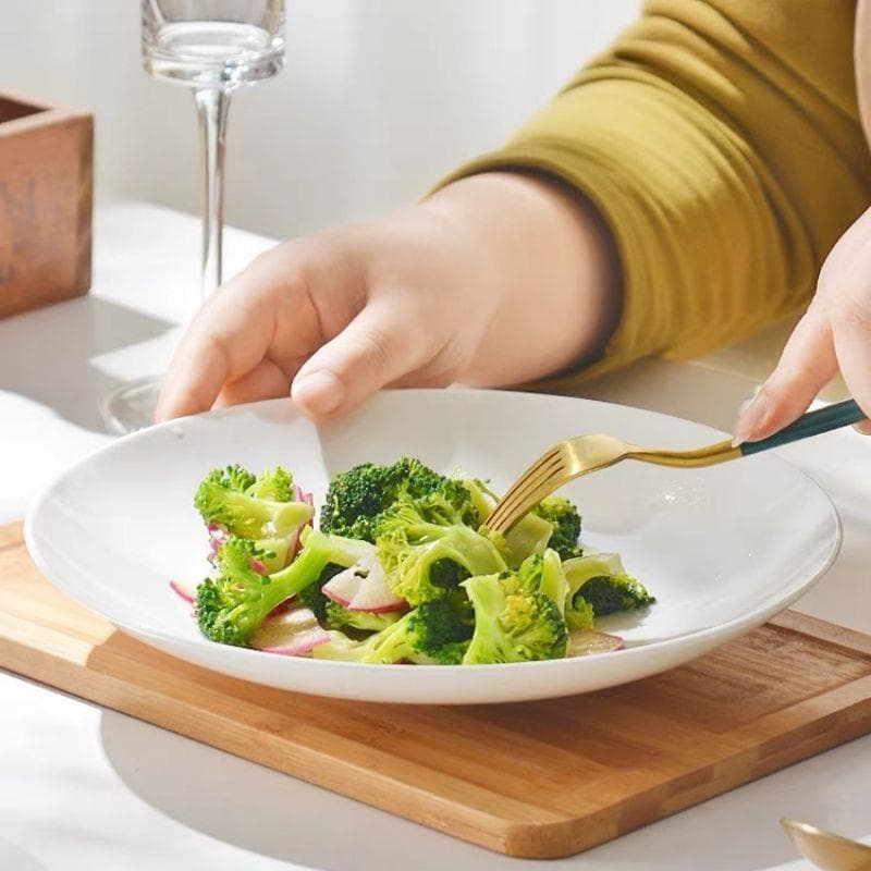 Prato de sopa de porcelana óssea, prato de vegetais, influenciador de alto valor, prato profundo branco puro doméstico,