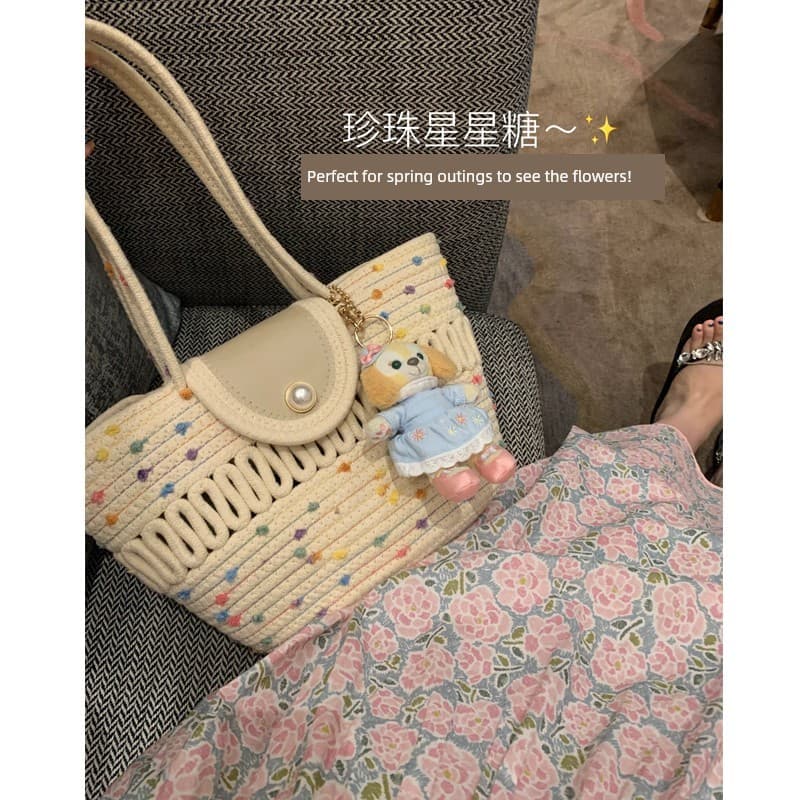 bolsa transversal feminino Bolsa Verão colorido francês tecido saco feminino novo estilo cesta de vegetais praia bolsa o