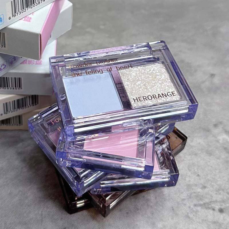 Genuíno HERORANGE ~ Paleta de sombras com cores duplas, fosca, piscante, à prova d'água, à prova de suor, Mini versão pe