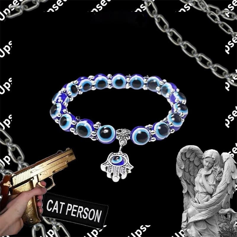pulseira pulseira feminina Pulseira olho de demônio ins nicho Design na moda jóias góticas na moda Hip Hop casal